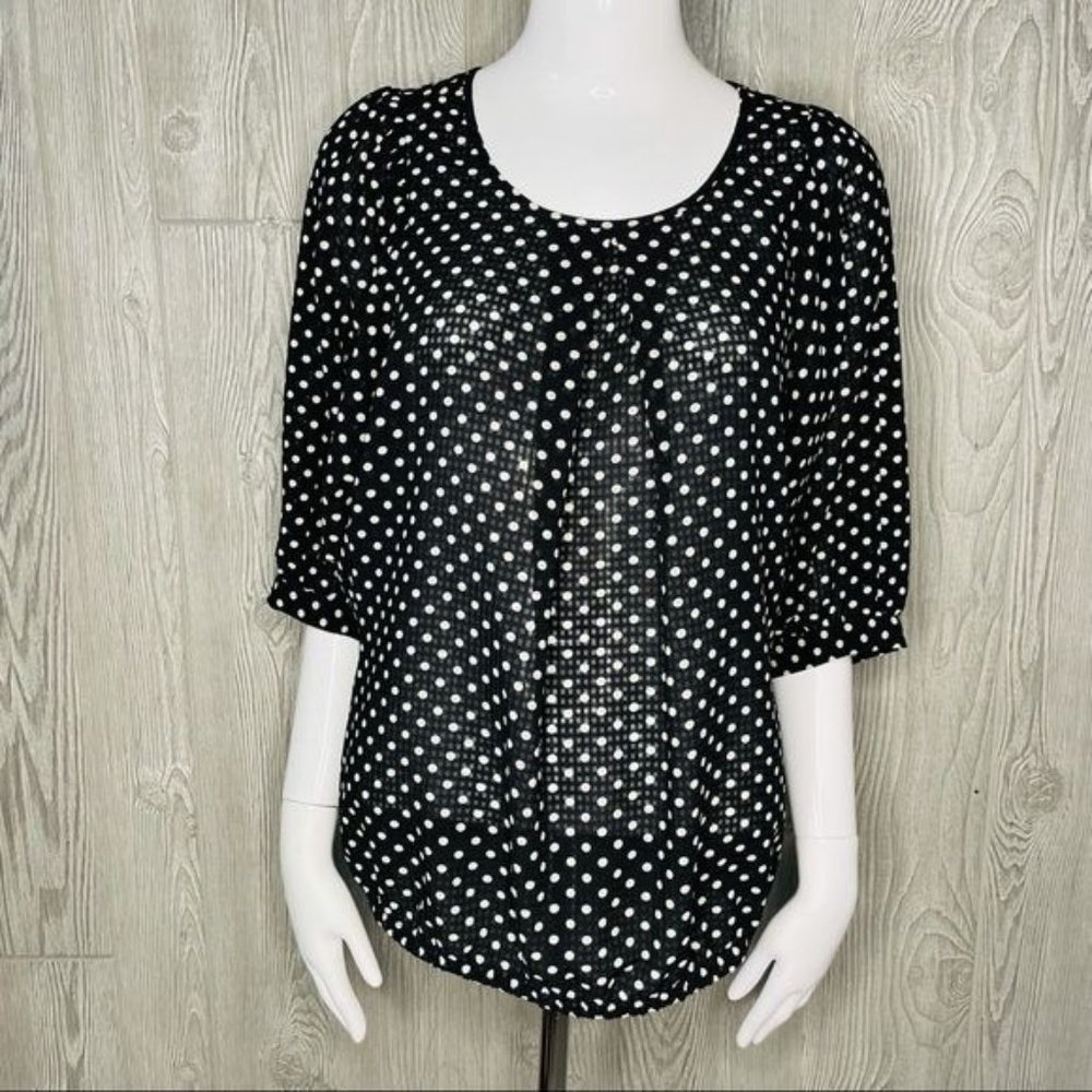 The limited sheer polka dot bat wing blouse shirt extra small